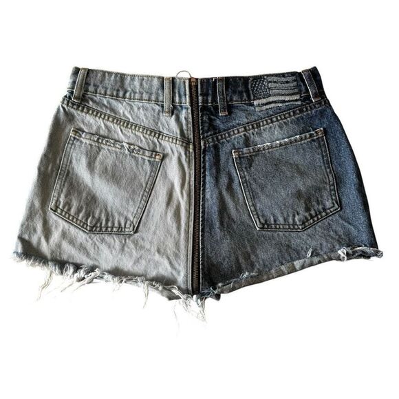 Revice Denim Two Tone Shorts Zipper Detail Made in USA LA Raw Hem Cut Off SZ 32 - Picture 5 of 16